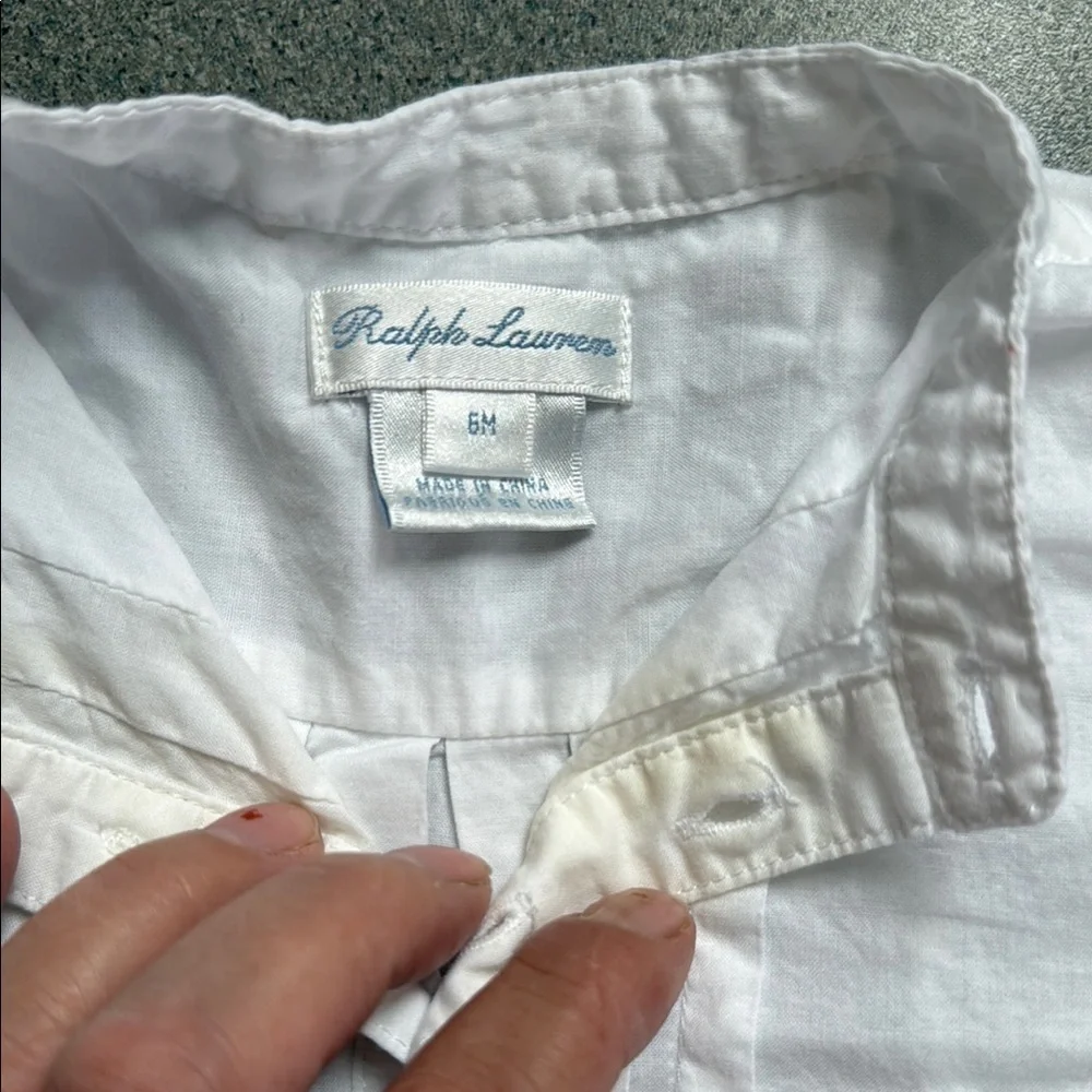 Ralph Lauren White Button Down Shirt with Ruffle Details